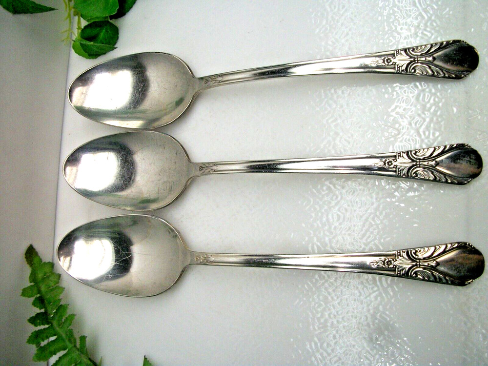 3 International Rogers AVALON Cabin Silverplate Solid Serving Spoons 1940