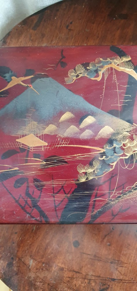 Japanese red lacquer box