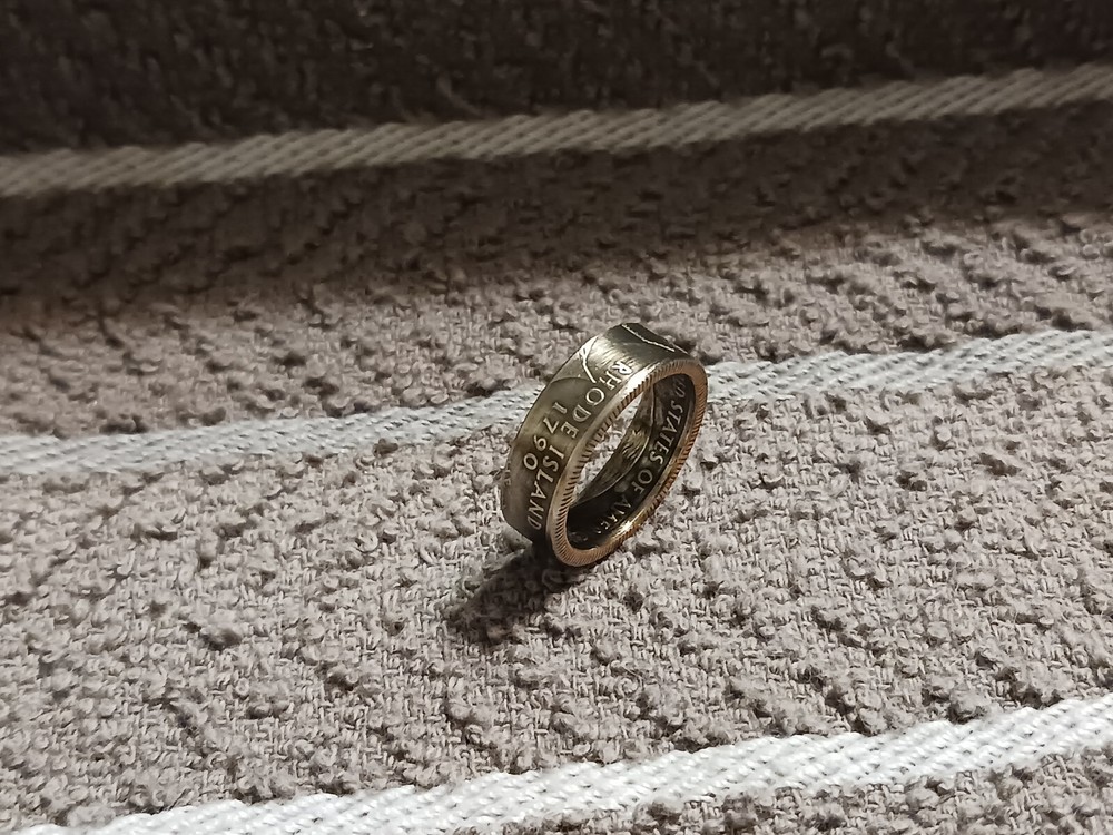 Rhode Island Handcrafted Washington Quarters coin ring, size 7   2001