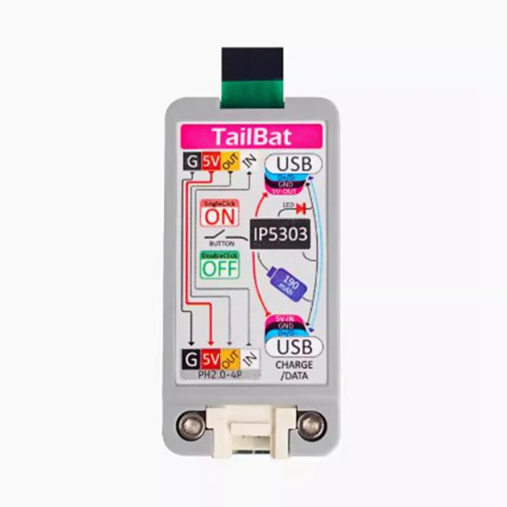 M5Stack ATOM TailBat Mobile power supply 190mAh battery with indicator light