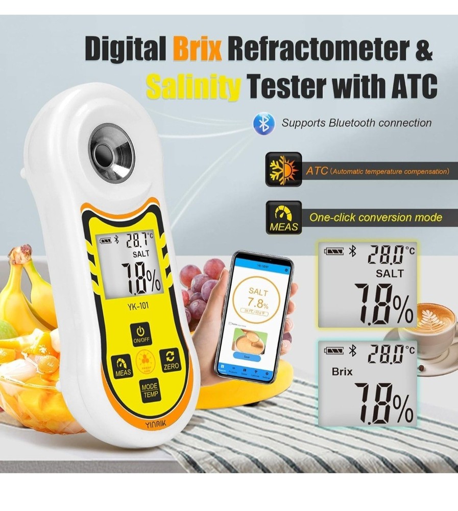 Smart Refractometer Brix Salt Meter - Brix Refractometer & Salinity Tester