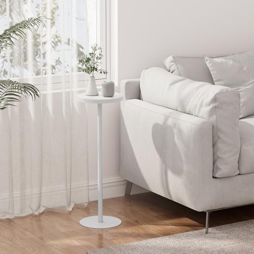 Tall Round Side Table, Small End Table, Beside Table, 1 Pack White Ordinary