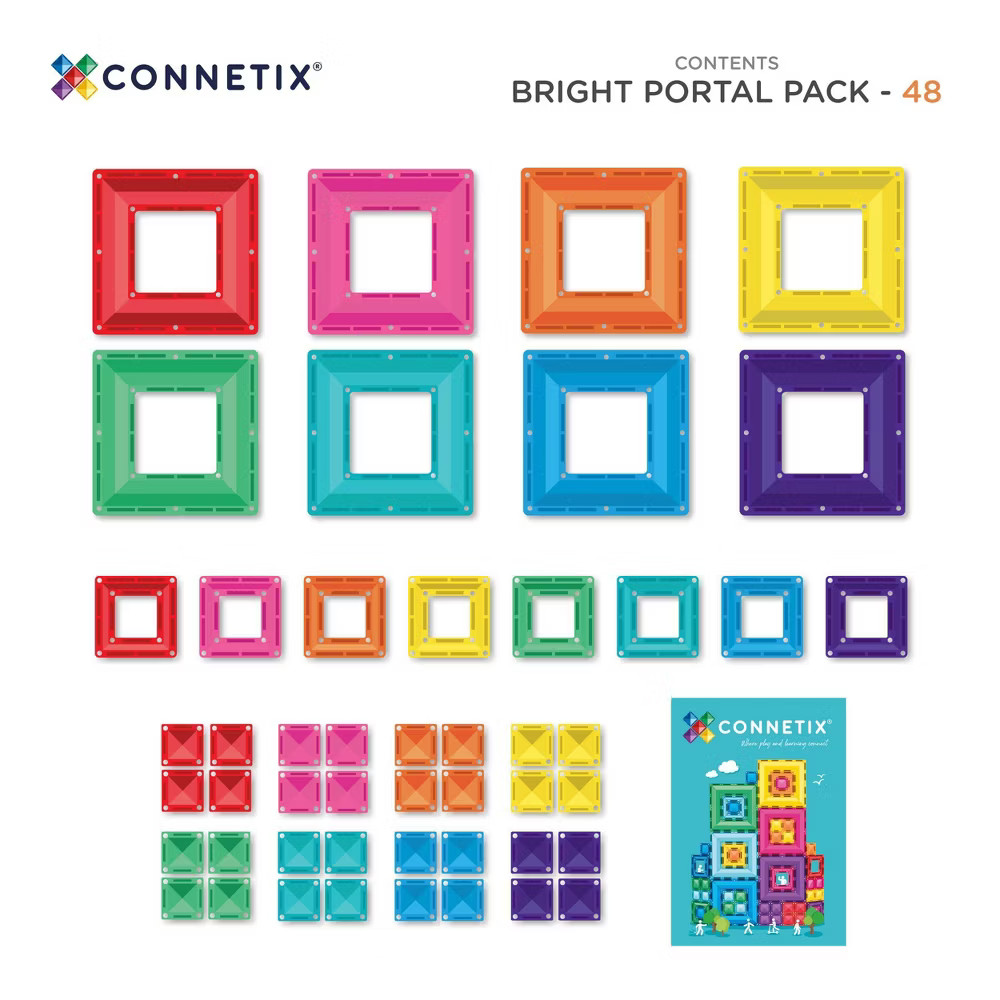 CONNETIX Magnetic Tiles Bright Portal Pack 48pc