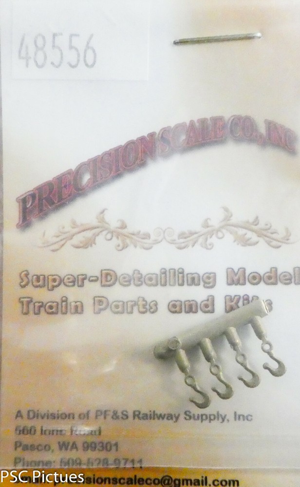 Precision Scale HO #48556 Hooks, Medium (4 Brass Hooks)