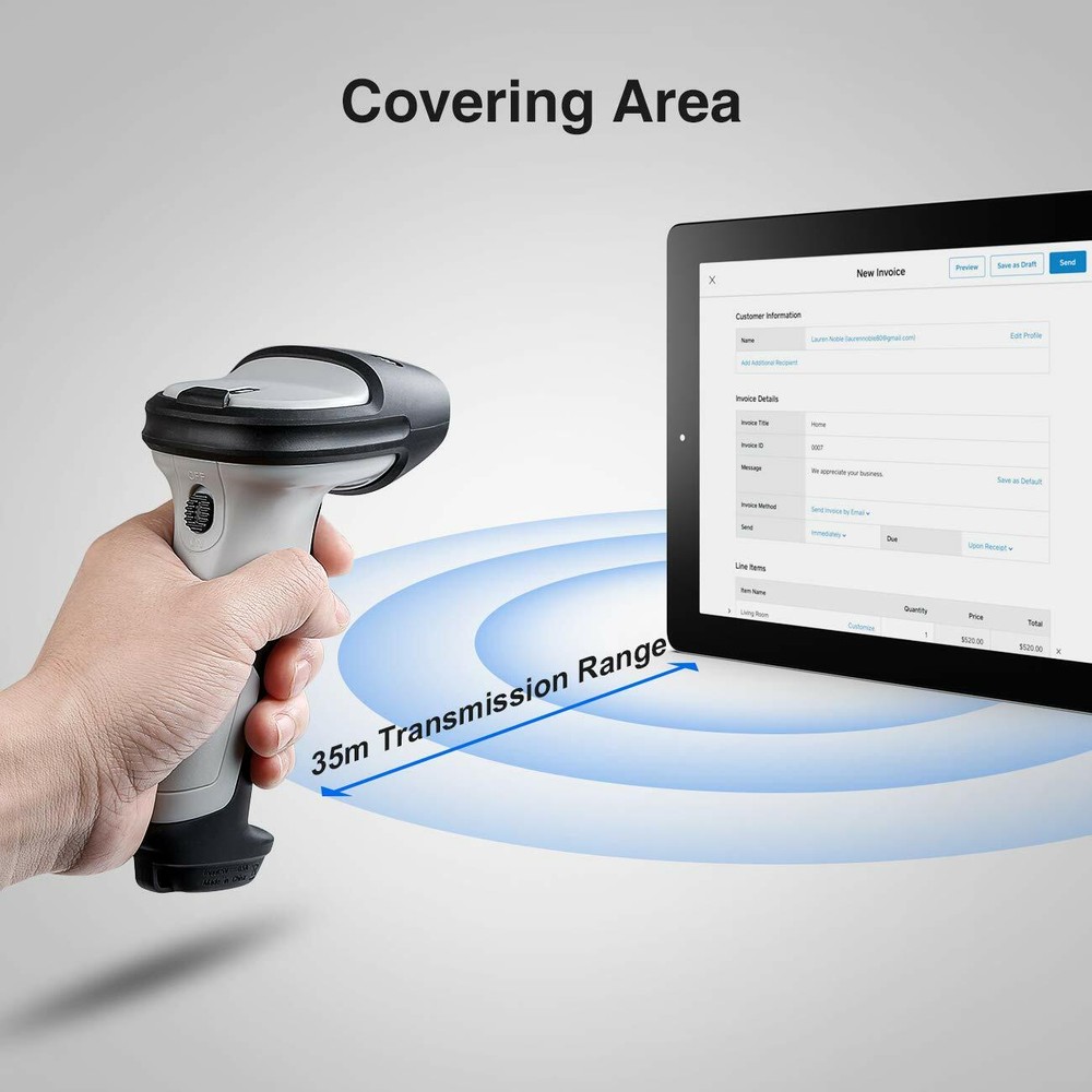 Inateck 1D Barcode Scanner Wireless Bluetooth Barcode Reader Scanner, BCST-70