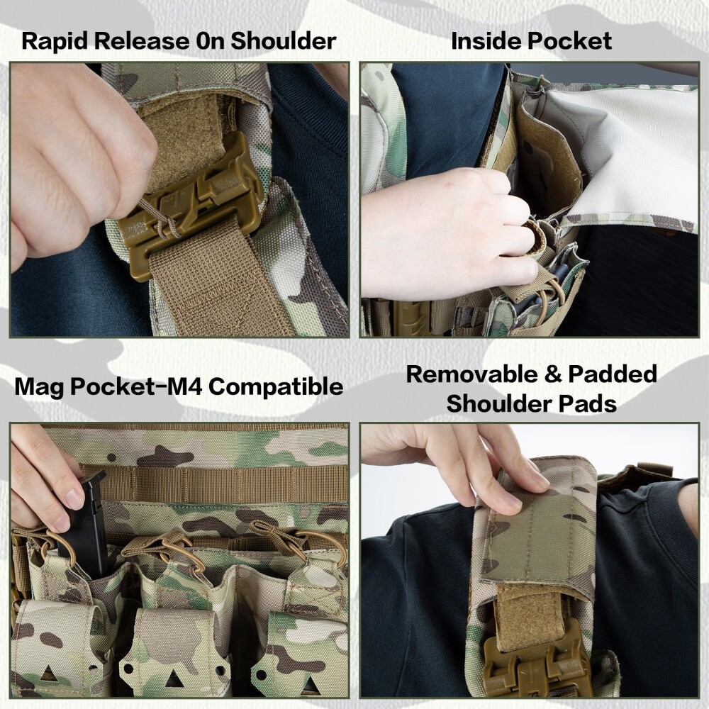 Modular Tactical Backpack Expandable with Detachable Pouches for Hunting Use