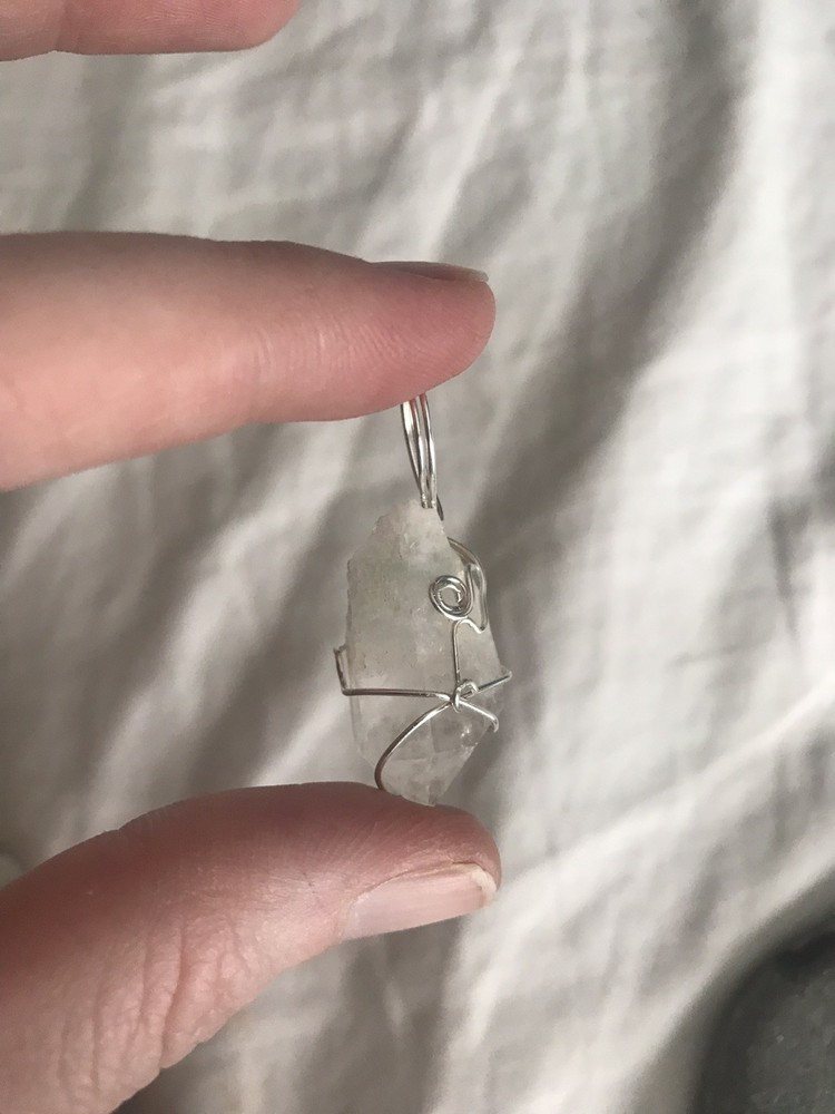 Deva Quartz Green Phantom Sterling Silver Wrapped Pendant
