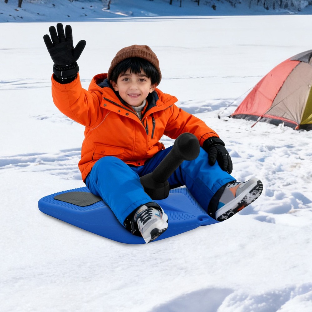 Sled Snow Board Tool Sledding Snowboard w/ Handle & Pull Rope for Kid Winter Fun