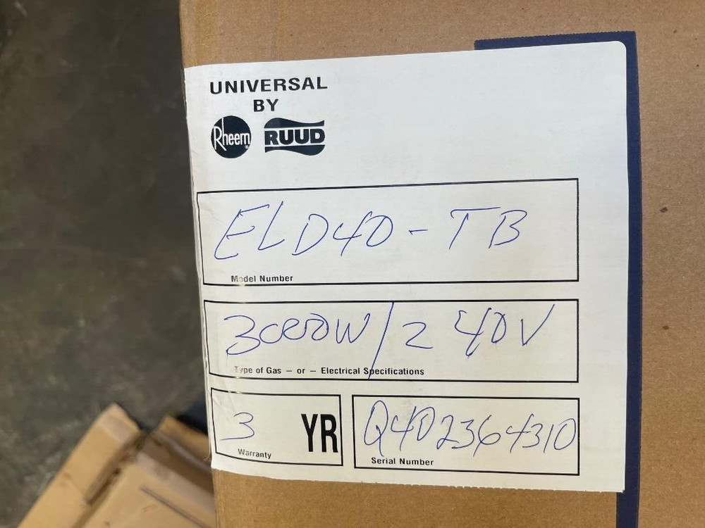 RHEEM RUUD Commercial Light Duty Electric Water Heater 40 Gallon 240 Volt New