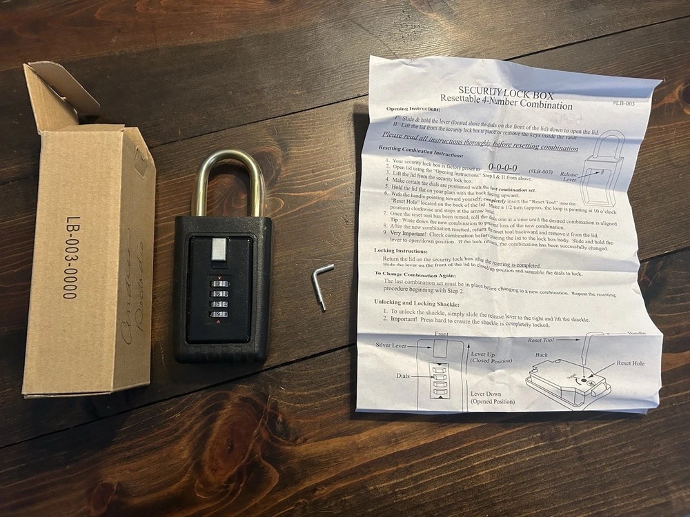 Realtor Key Security Lockbox With 4 Number Resettable Combination