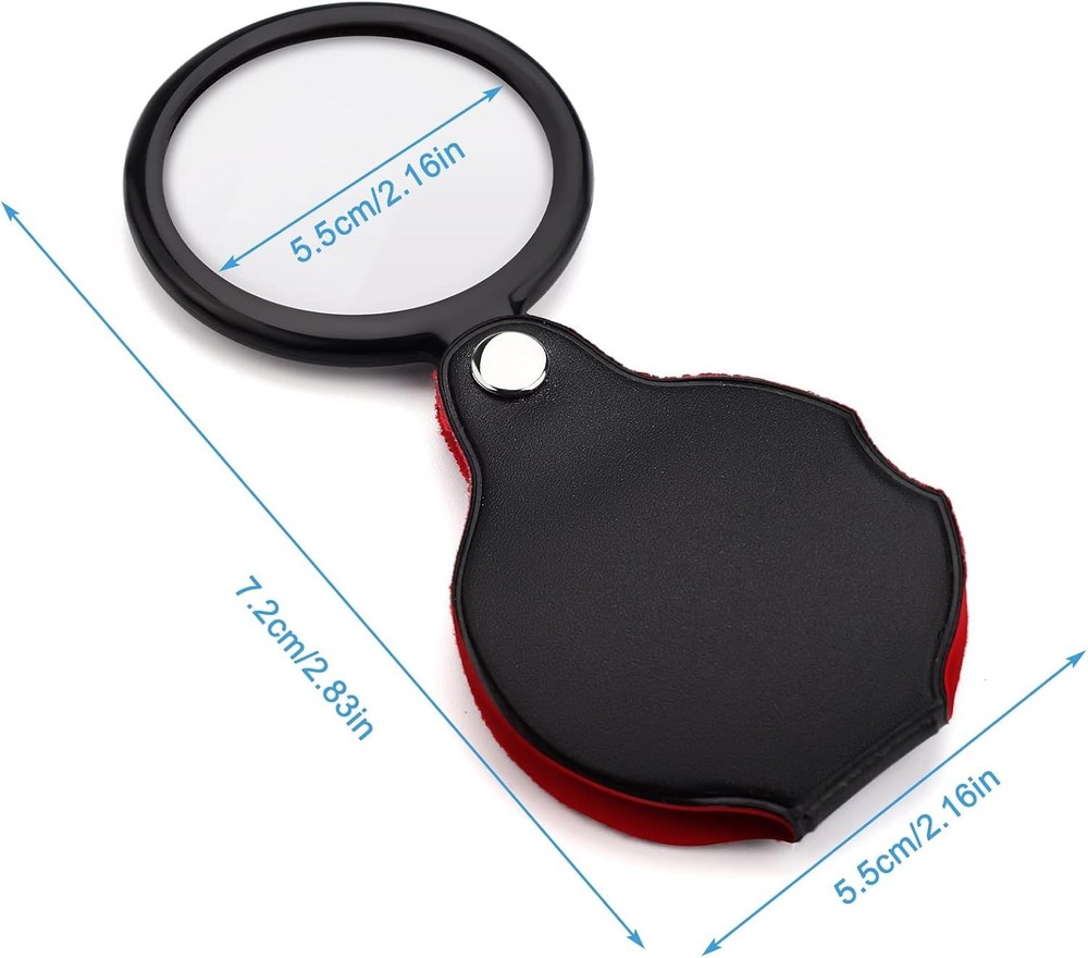 5 Pack Mini Pocket Magnifier, 10X Magnification, Foldable, 2.16 Inch