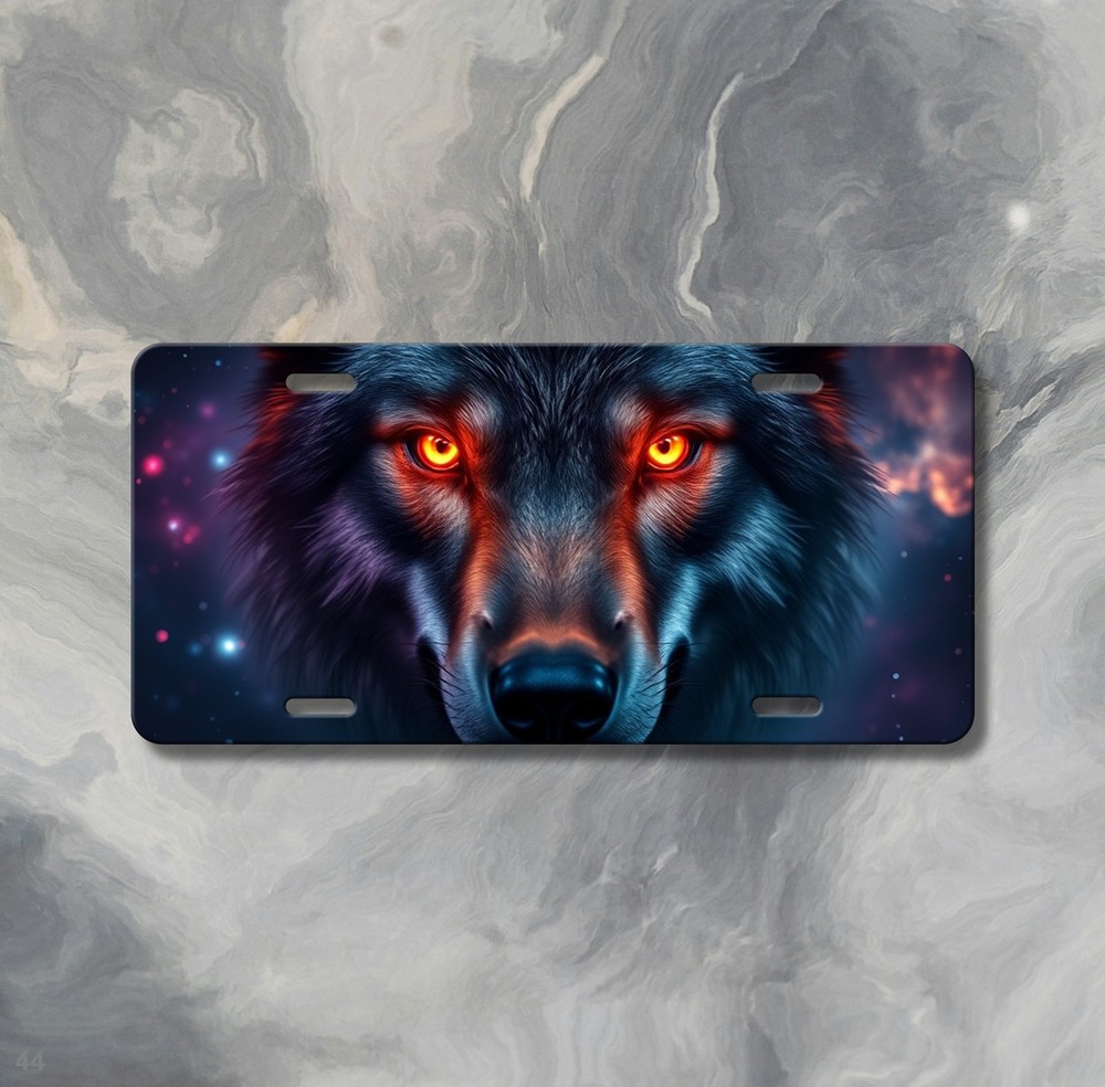 Bold Wolf License Plate Optional Text Vanity Plate Unique Gift