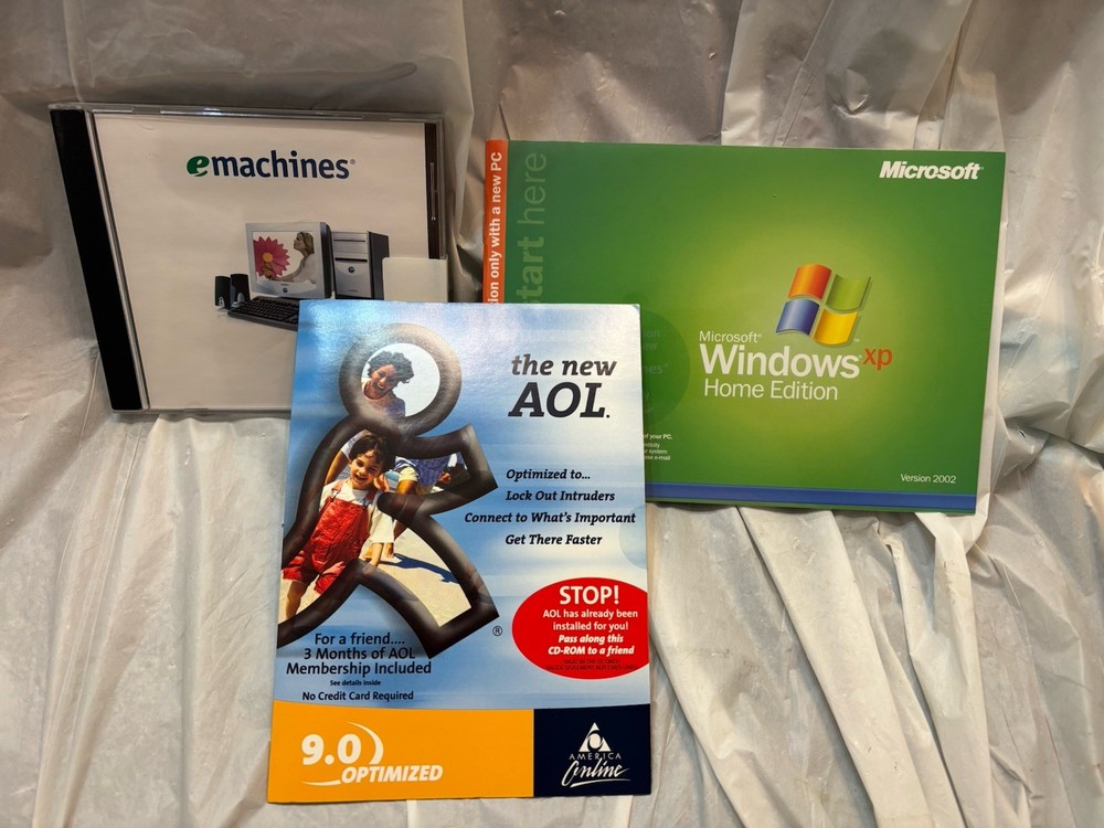 Microsoft Windows XP Home Edition Version 2002 emachines PC NEW SEALED AOL 9.0