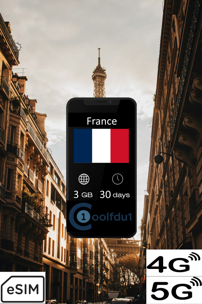 France | 3GB | 30 days | Mobile Internet Data eSIM | Fast Delivery