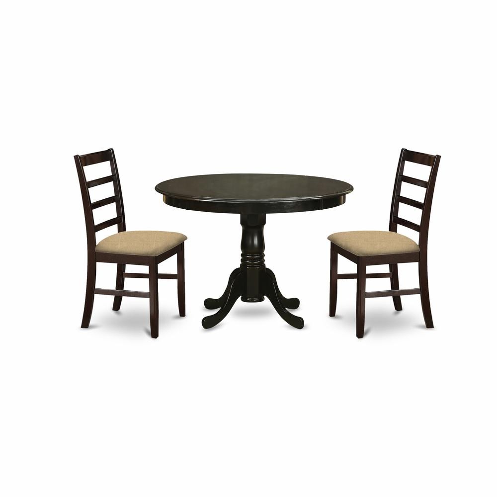 HLAN3-CAP-C 3 Pc Kitchen nook Dining set-round Kitchen Table and 2 slatted...