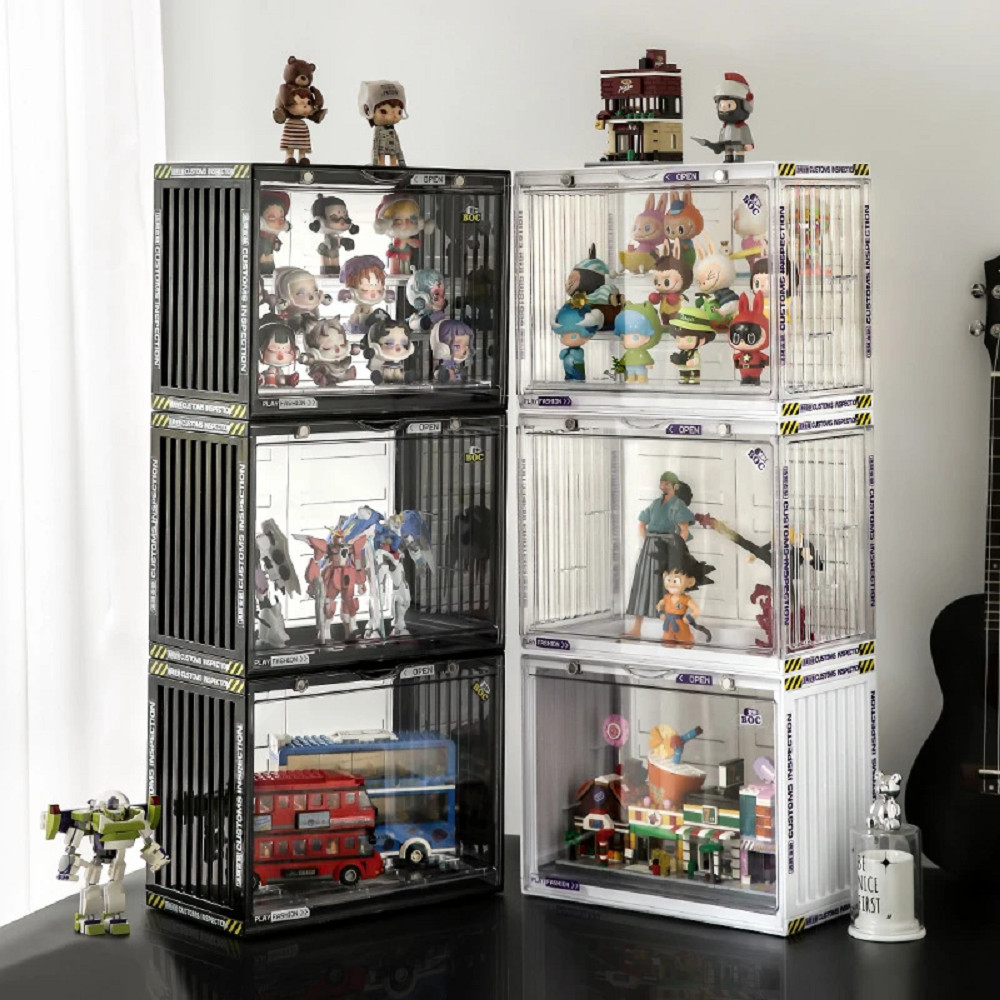 Clear Acrylic Display Case 3 Tier Display Shelf Dustproof Blind Box Stackable