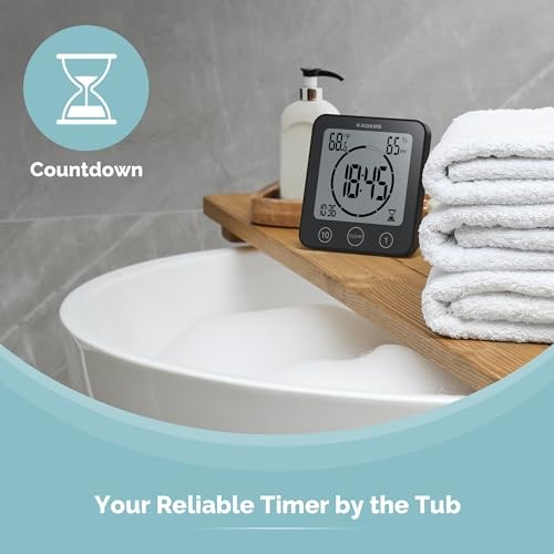 Shower Clock Waterproof Bathroom Timer – Digital Wall Clock with Black