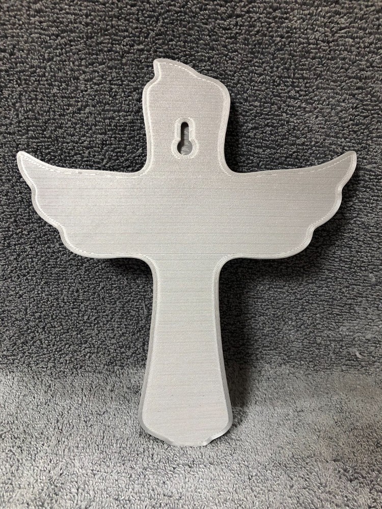 3d Printed Religious Cross Silver (mounting hardware included)