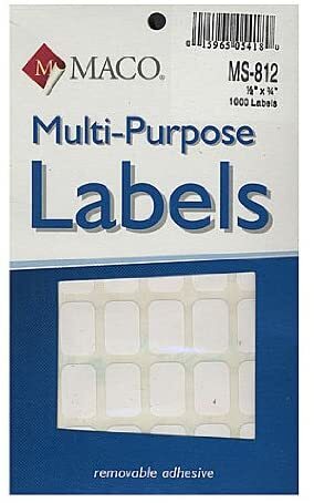 Maco Multi-Purpose Handwrite Labels rectangular 1/2 in. x 3/4 in. 1000 - Pk of 6
