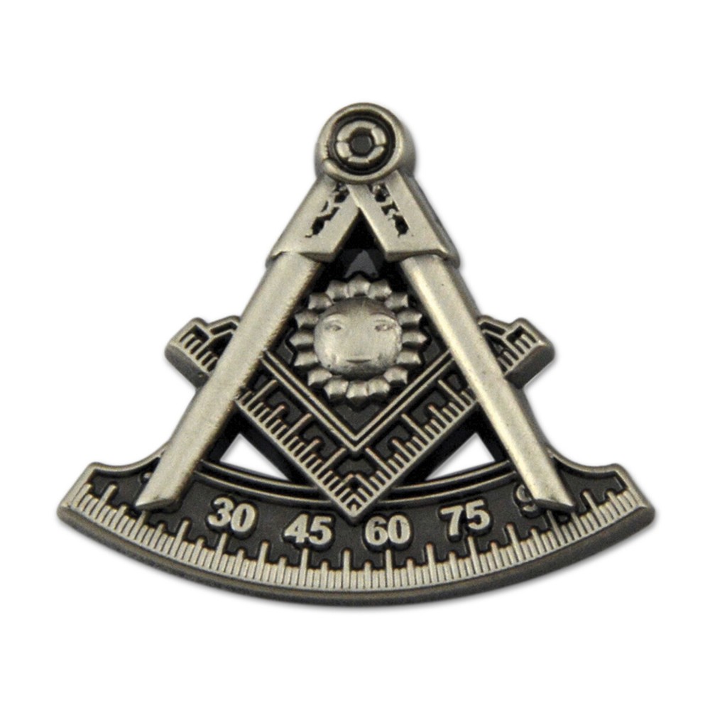 Past Master Masonic Lapel Pin - [Antique Silver][7/8'' Tall]