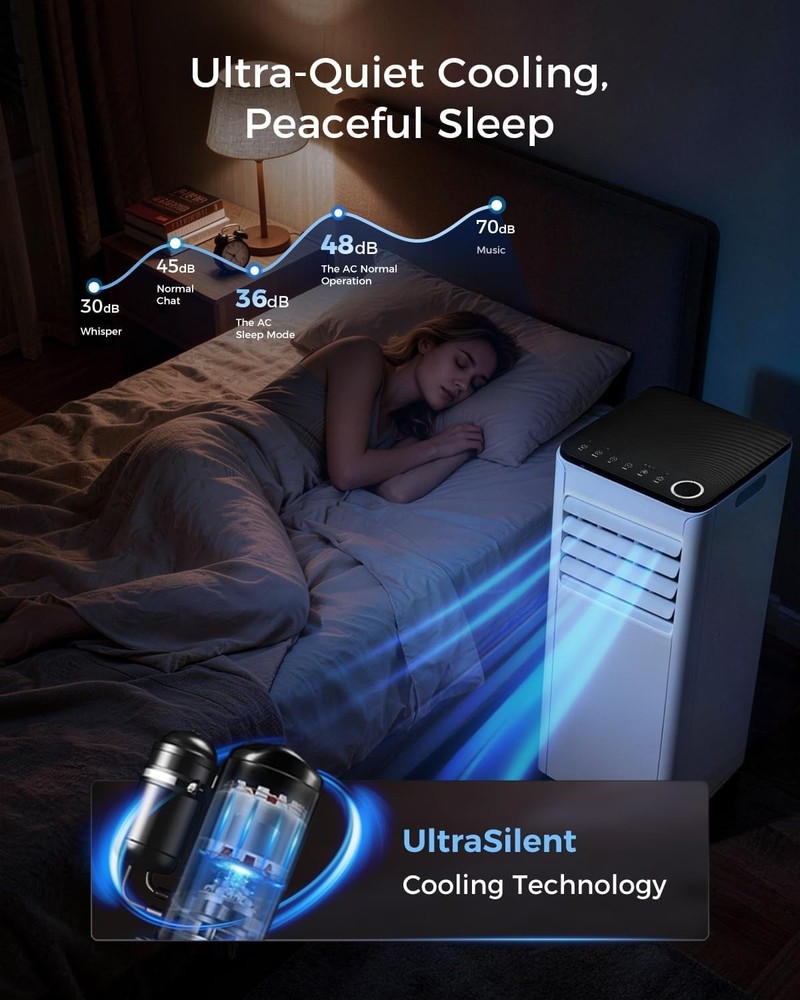 8,000 BTU Portable AC 3-in-1 Unit with Remote for Rooms Up to 350 Sq Ft