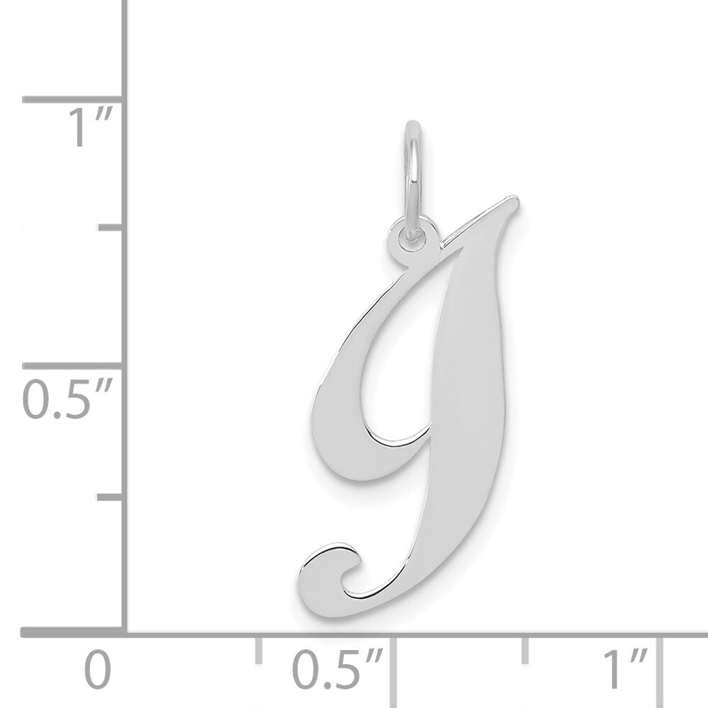 14K White Gold Small Fancy Script Initial I Charm