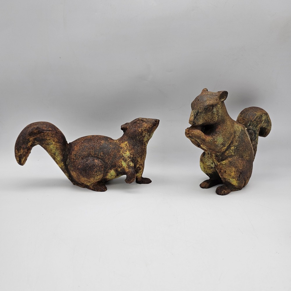 Vintage Cast Iron Squirrel Door Stop Pair