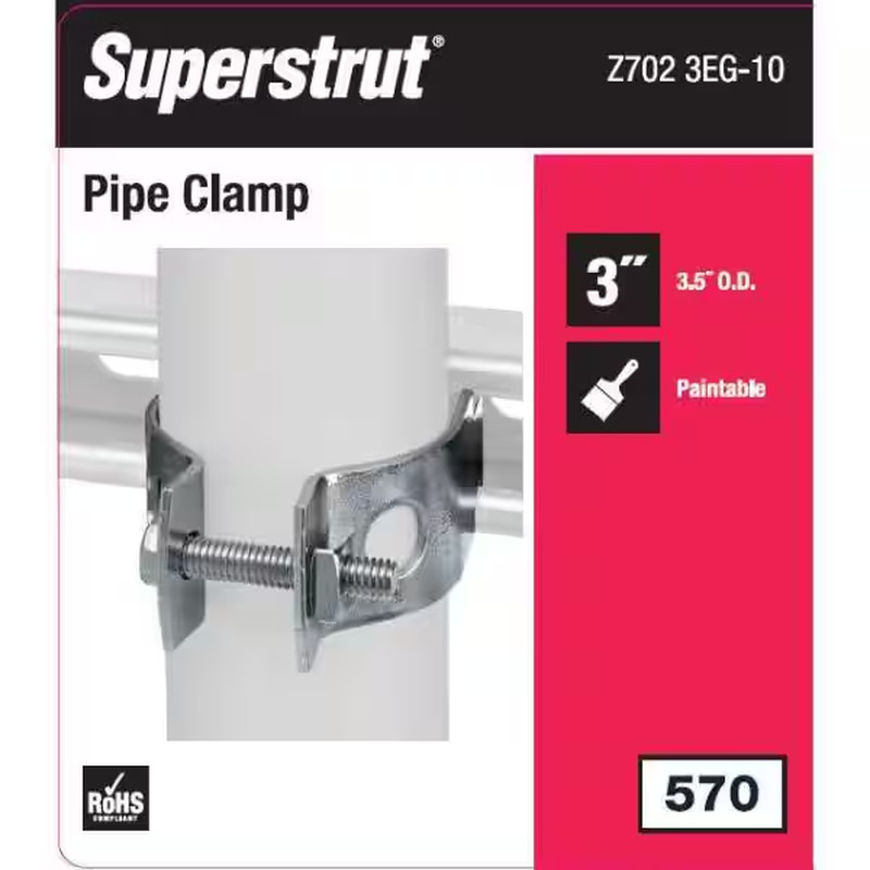 3 In. Pipe Strap - Silver Galvanized (Strut Fitting) (Z702 3EG-10)