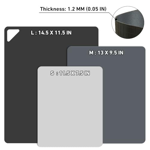 Flexible Plastic Cutting Boards Mats for Kitchen, Flexible Non 3 Multi Grey
