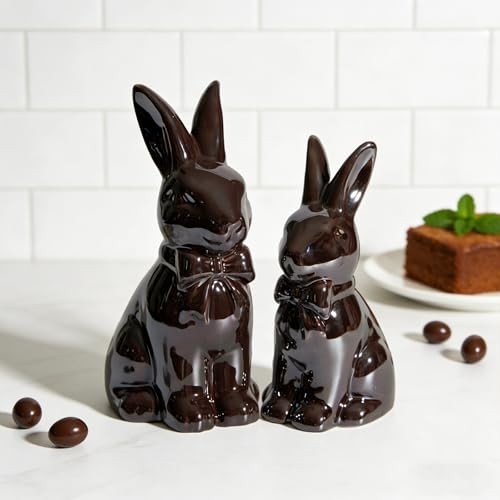 2PCS Easter Decoration Bunny Decor - Spring Easter Brown Rabbit Shiny Brown