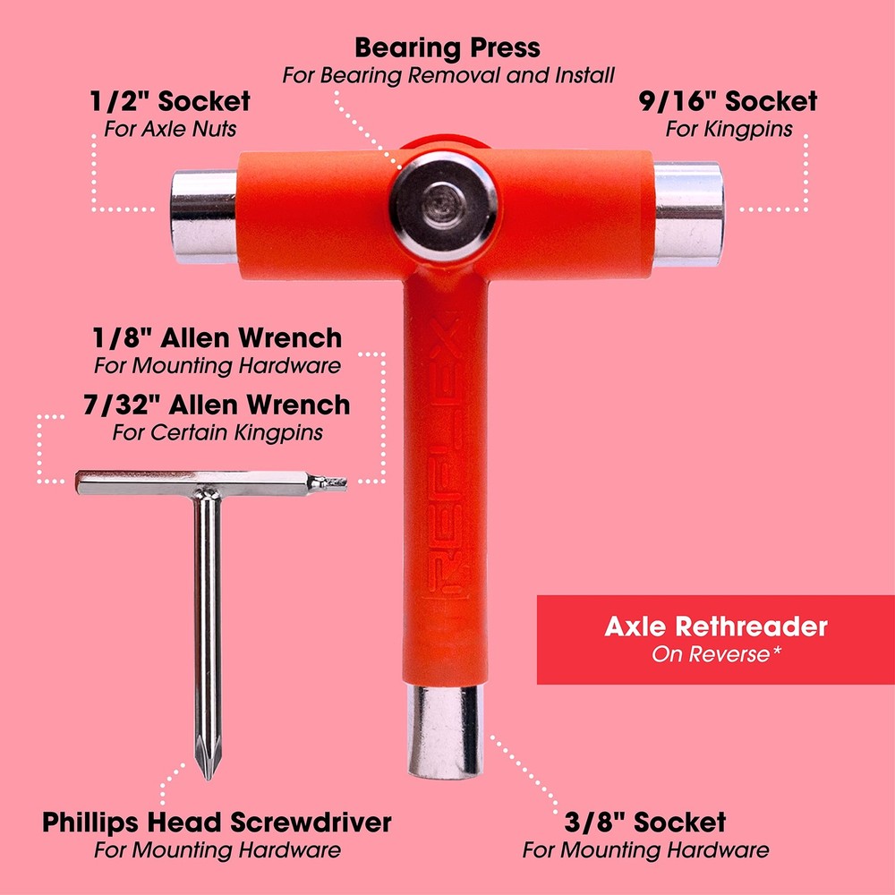 Skate Tool - Multi-Function Portable Tool Accessory for a Skateboard, Longboa...