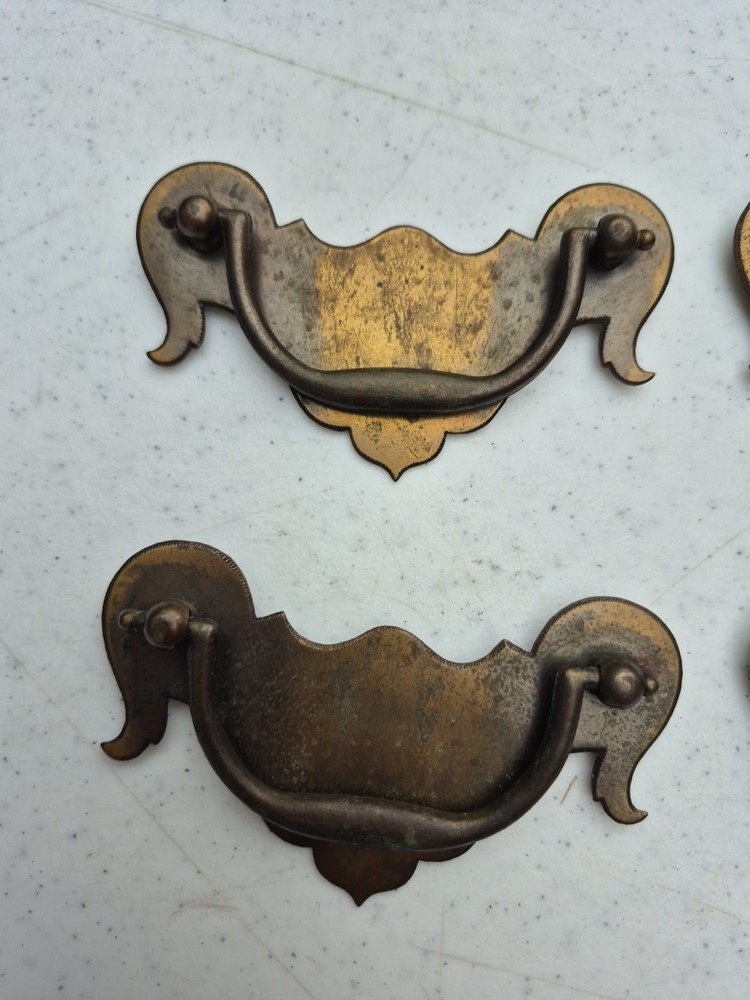 Four Vintage Drawer Pulls Batwing Style