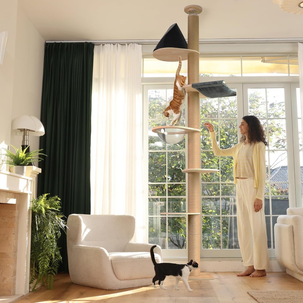 6 Level Adjustable Height (5.7-9.8 ft) Climbing Tower with