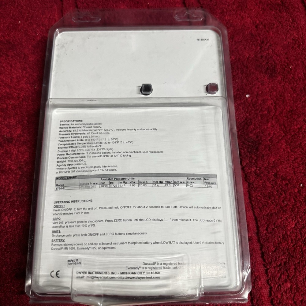 DWYER 476A DIGITAL MANOMETER Ne