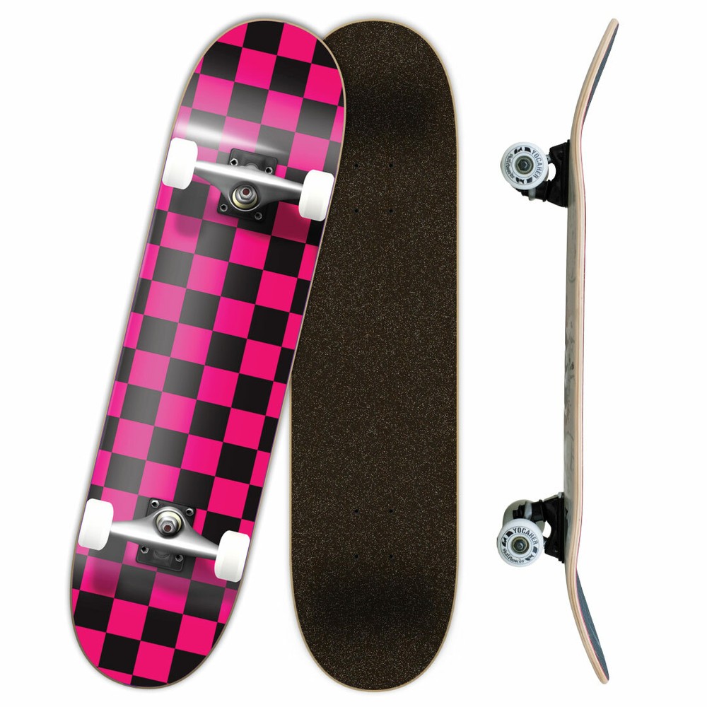 Yocaher Graphic Complete 7.75" Skateboard - Checker Pink
