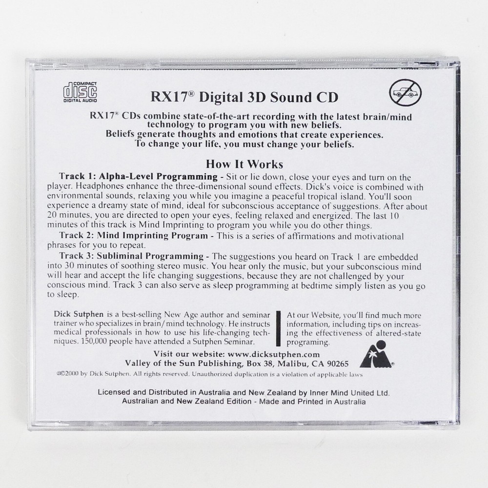 INCREASE CREATIVE ABILITY Self Hypnosis CD Dick Sutphen Guided Imagery intensify