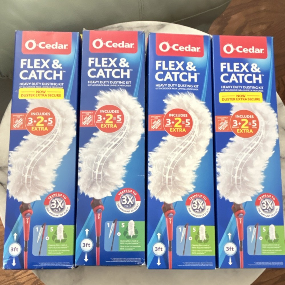O-Cedar Flex & Catch Heavy Duty Dusting Kit 3 ft Plastic Synthetic Red White