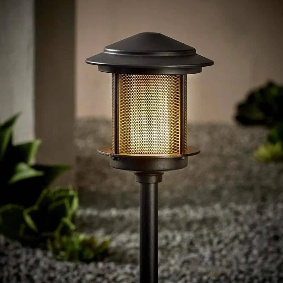 Hampton Bay Ambrose LED Path Light w/ Flicker Flame Effect - Matte Black Finish