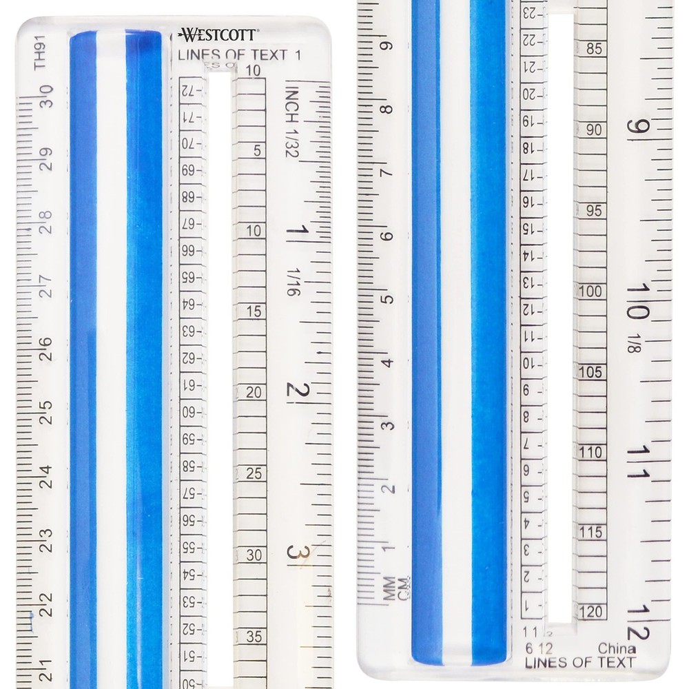 Data Processing Magnifying Ruler, 2X Magnification, 1/16-Inch & Tenths Scales...