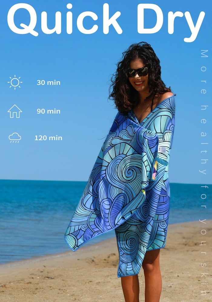 Beach Towel - Thin Lightweight Microfiber Quick Dry