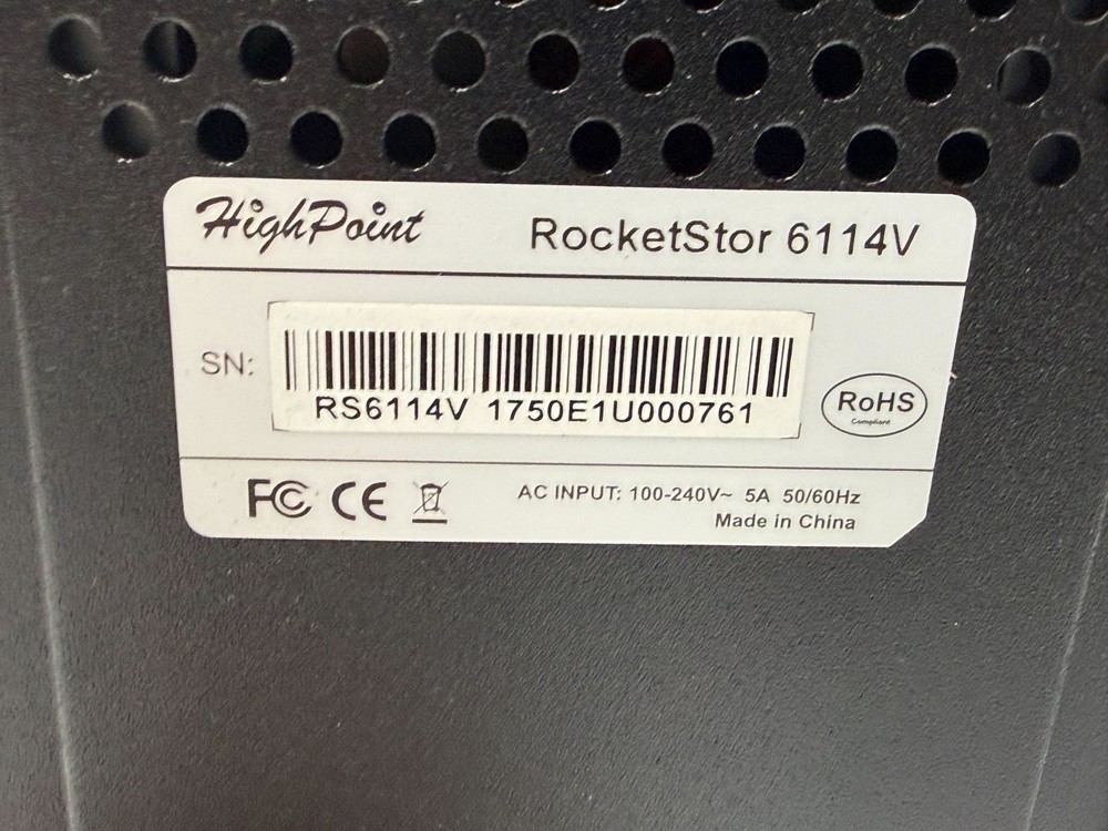 HighPoint RocketStor 6114V 4-Bay USB-C SATA RAID STORAGE ENCLOSURE