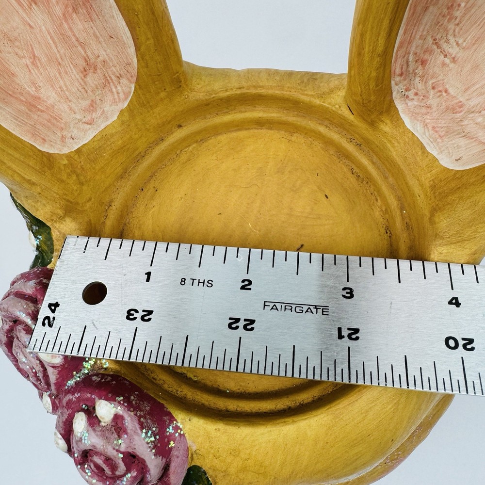 Anthropomorphic Bunny Rabbit Planter Candle Holder Easter Floral Spring 12.5"