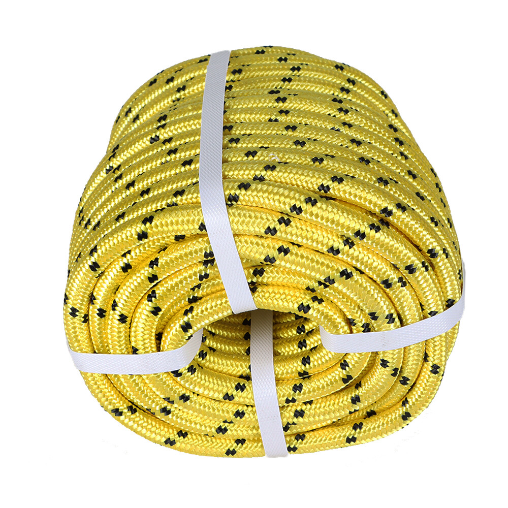 Bull Rope 1/2"×200' Double Braid Polyester Rope 6180Lbs Breaking Strength Yellow