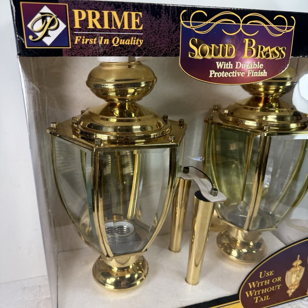 Vintage 1998 Prime Solid Brass Outdoor Lighting 2 Fixture Pack #4212-2 NOS!