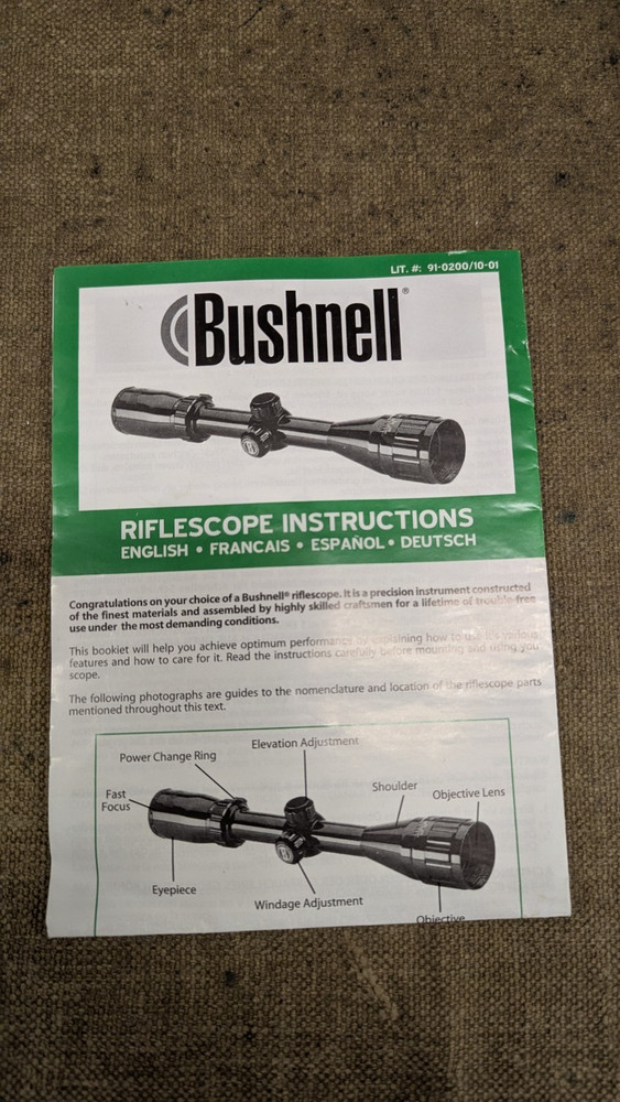 Instruction Manual, Bushnell Riflescope Manual