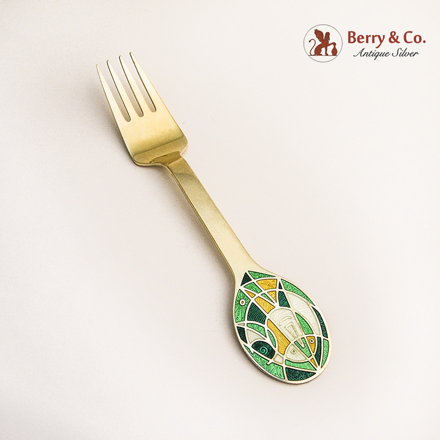 Christmas Fork 1980 Michelsen Enamel Sterling Silver Denmark