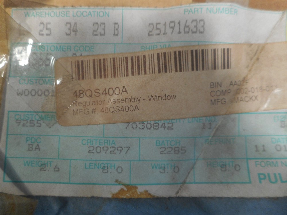 25191633 New OEM Mack Regulator, Front Right 48QS400A NOS