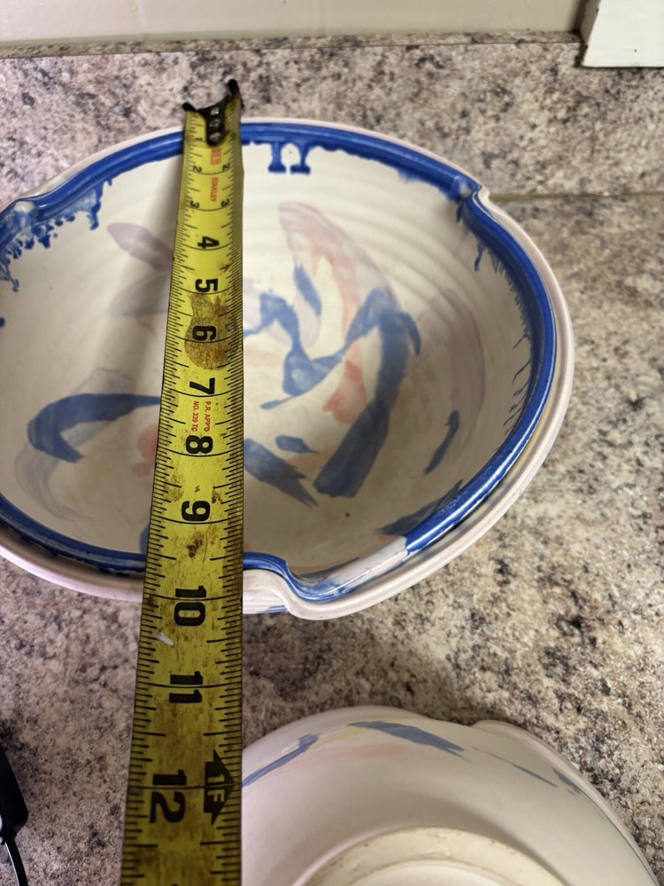 Ceramic Mixing Bowls Signed NC Pottery Set Of 2