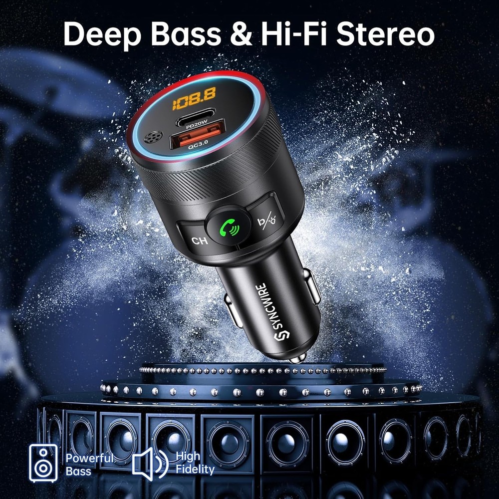 Transmisor FM Bluetooth 5.4 para coche