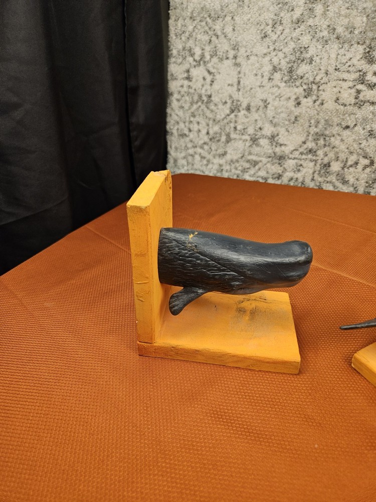 Whale Bookends, Wood And Resin